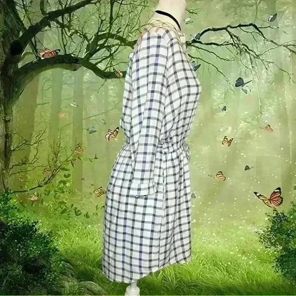 BB Dakota Baby Blue Checkered Jumper Dress - Picture 7 of 9